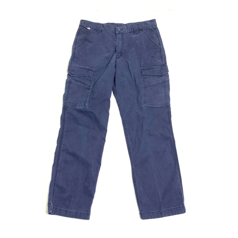 Carhartt Cargo Pants Fire Flame Resistant Rugged Flex Canvas Navy Blue 35x32